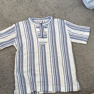Kids Blue & White Striped Short Sleeve Tee